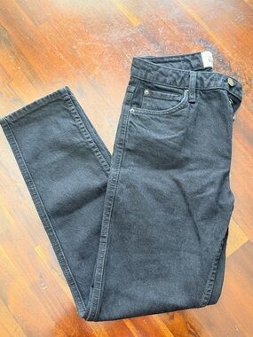 Sezane Black Denim High-Waist Button-Fly Jeans